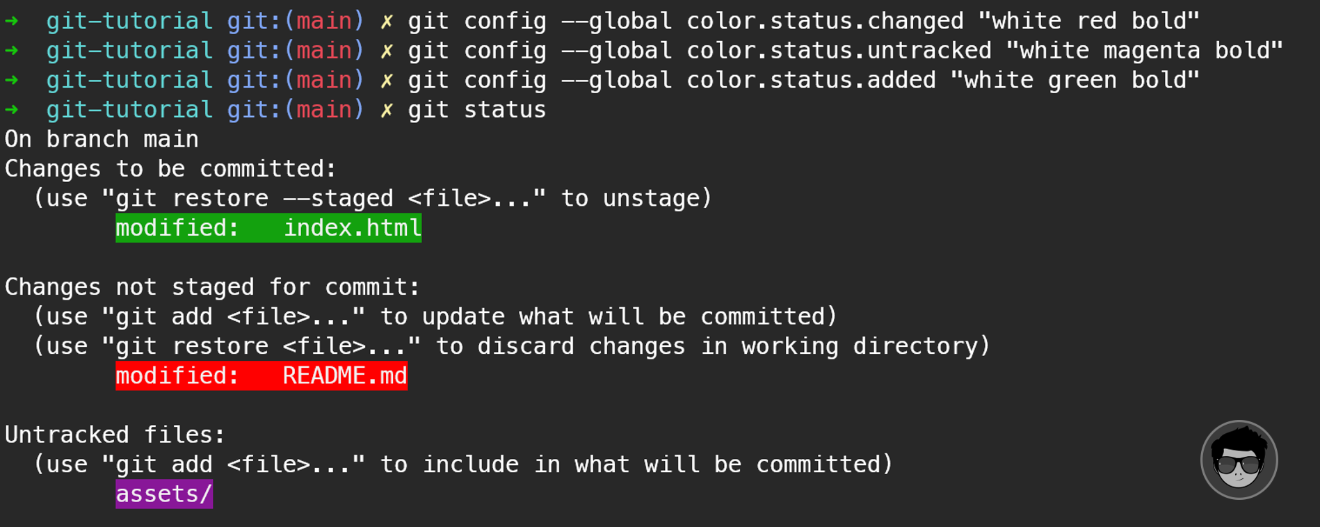 img - color status git