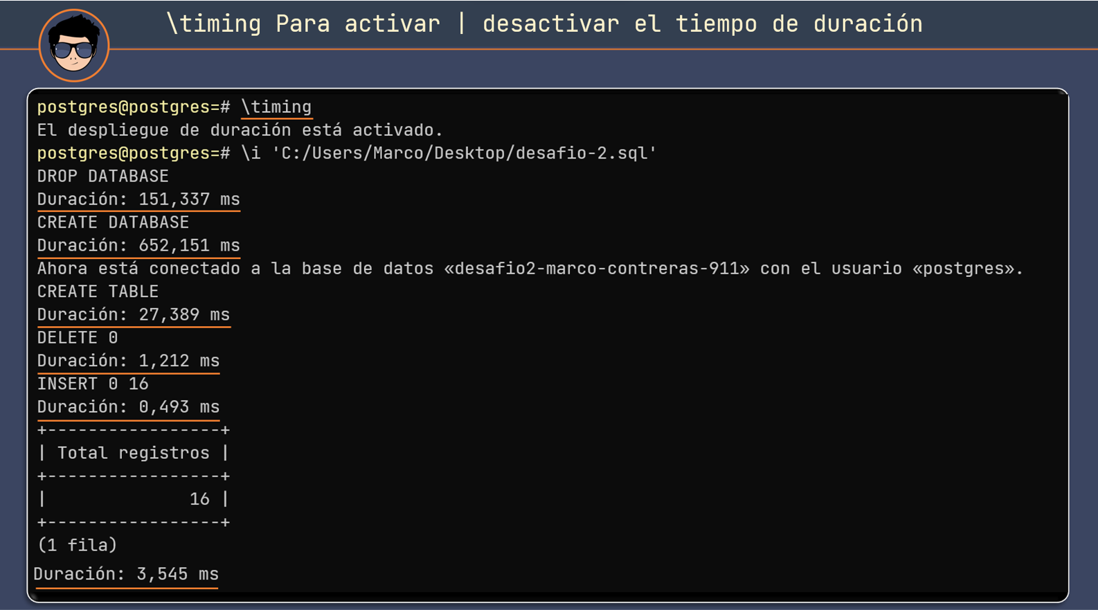 meta comando timing