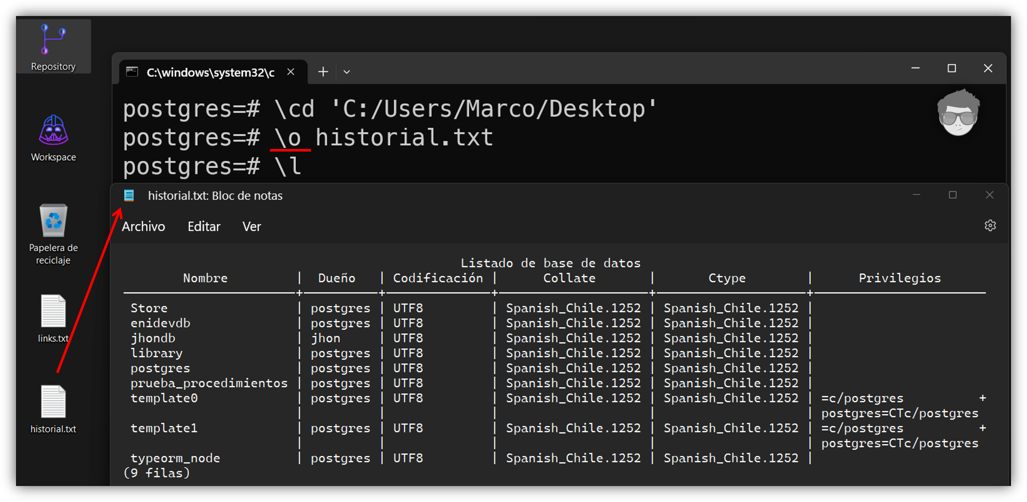 meta comando o-output