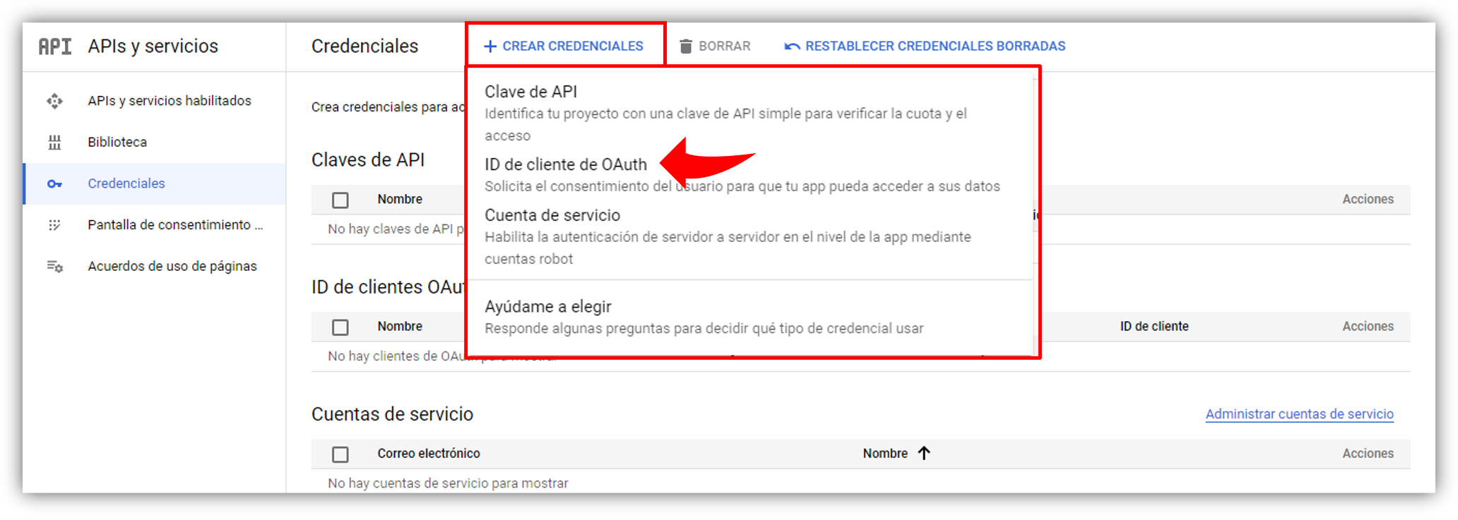 img - crear credenciales